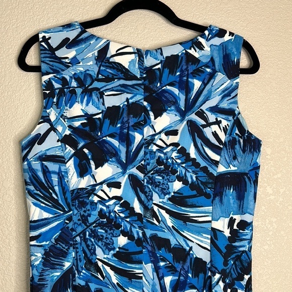 CB Established 1962 Blue Tropical Print Sleeveless Midi Dress Size 12 - Picture 6 of 8